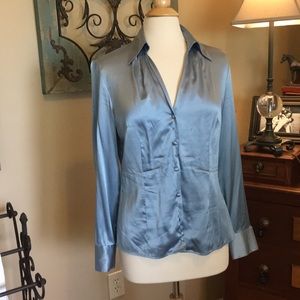 Ann Taylor Silk baby blue blouse. Size 8.